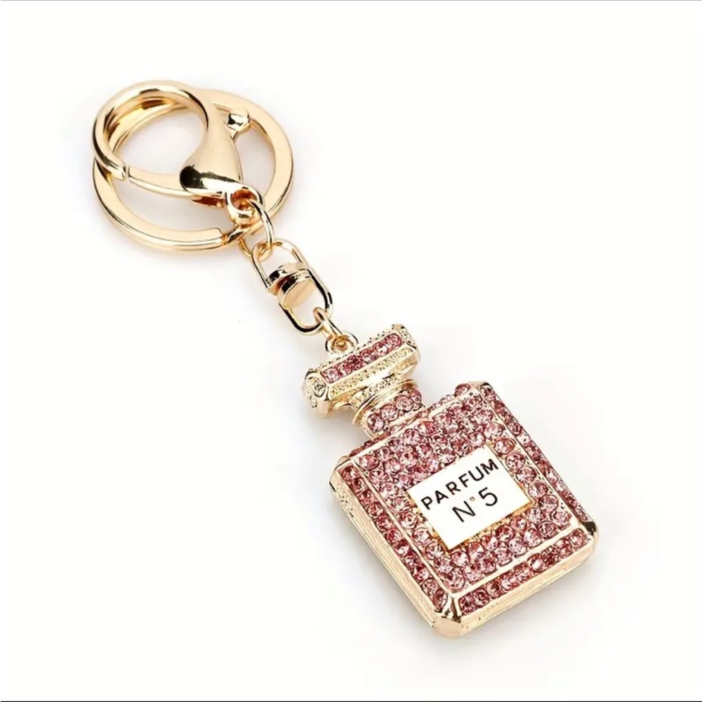 Dazzling Rhinestone Keychain - Full-Diamond Perfume Bottle Design